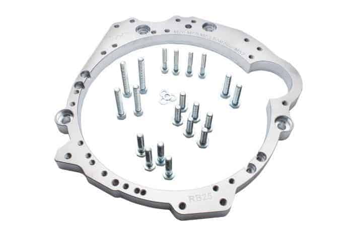 BMW versnellingsbak adapter plaat RB20 / RB25 / RB26 / RB30 Merk: PMC Motorsport Deze conversie kit maakt het mogelijk om uw RB met een BMW versnellingsbak plaat